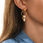 Boucles d'oreilles à tiges percées Alicudi en métal doré émail et perles du Japon - blanc Blanc