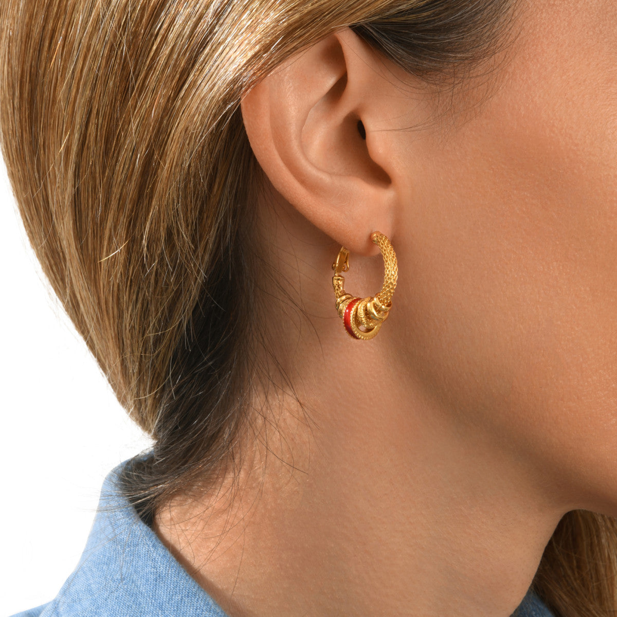 Boucles d'oreilles créoles Alicudi en métal tressé - rouge Rouge