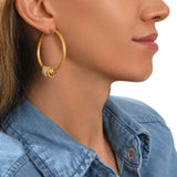 Grandes boucles d'oreilles créoles Alicudi en métal doré et perles du Japon - blanc Blanc