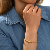Bracelet fin tressé Alicudi en métal doré tressé perles dorées et émail - blanc Blanc