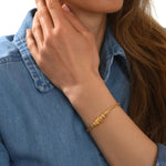 Bracelet fin tressé Alicudi en métal doré tressé perles dorées et émail - doré Dore