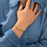Bracelet fin tressé Alicudi en métal doré tressé perles du Japon et émail - blanc Blanc