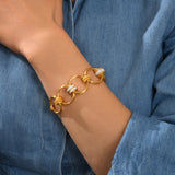 Bracelet anneaux Alicudi en métal doré émail et perles du Japon - blanc Blanc