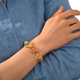 Bracelet anneaux Alicudi en métal doré émail et perles du Japon - turquoise Turquoise corail