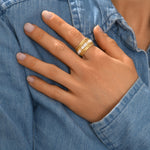 Bague ajustable Alicudi en métal doré à l'or fin et perles du Japon taille M - blanc Blanc