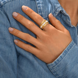 Bague ajustable Alicudi en métal doré à l'or fin et perles du Japon taille M - blanc Blanc