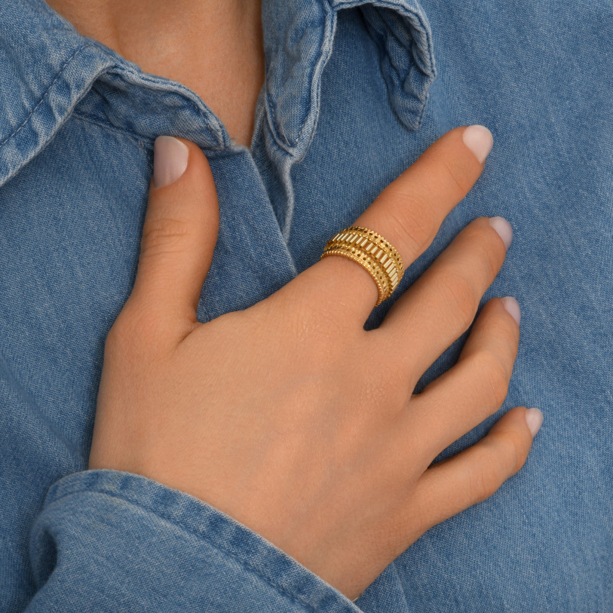 Bague ajustable Alicudi en métal doré à l'or fin et perles du Japon taille M - doré Dore