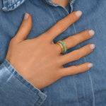 Bague ajustable Alicudi en métal doré à l'or fin et perles du Japon taille M - turquoise Turquoise