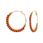 Boucles d'oreilles créoles Panarea tissées de cornaline - orange Cornaline