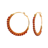 Boucles d'oreilles créoles Panarea tissées de cornaline - orange Cornaline