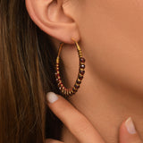 Boucles d'oreilles créoles Panarea tissées de grenat - rouge Grenat