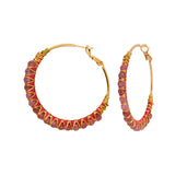 Boucles d'oreilles créoles Panarea tissées de tourmaline - rose fuchsia Pink tourmaline