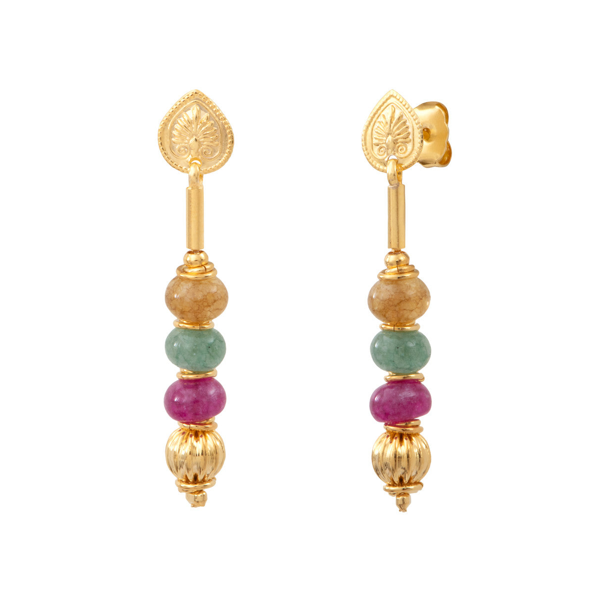 Boucles d'oreilles pendantes à tiges percées Avola en quartz teinté - multicolore Multi