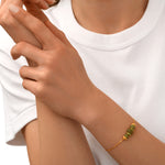 Bracelet fin réglable Avola en métal doré et quartz teinté - vert Vert