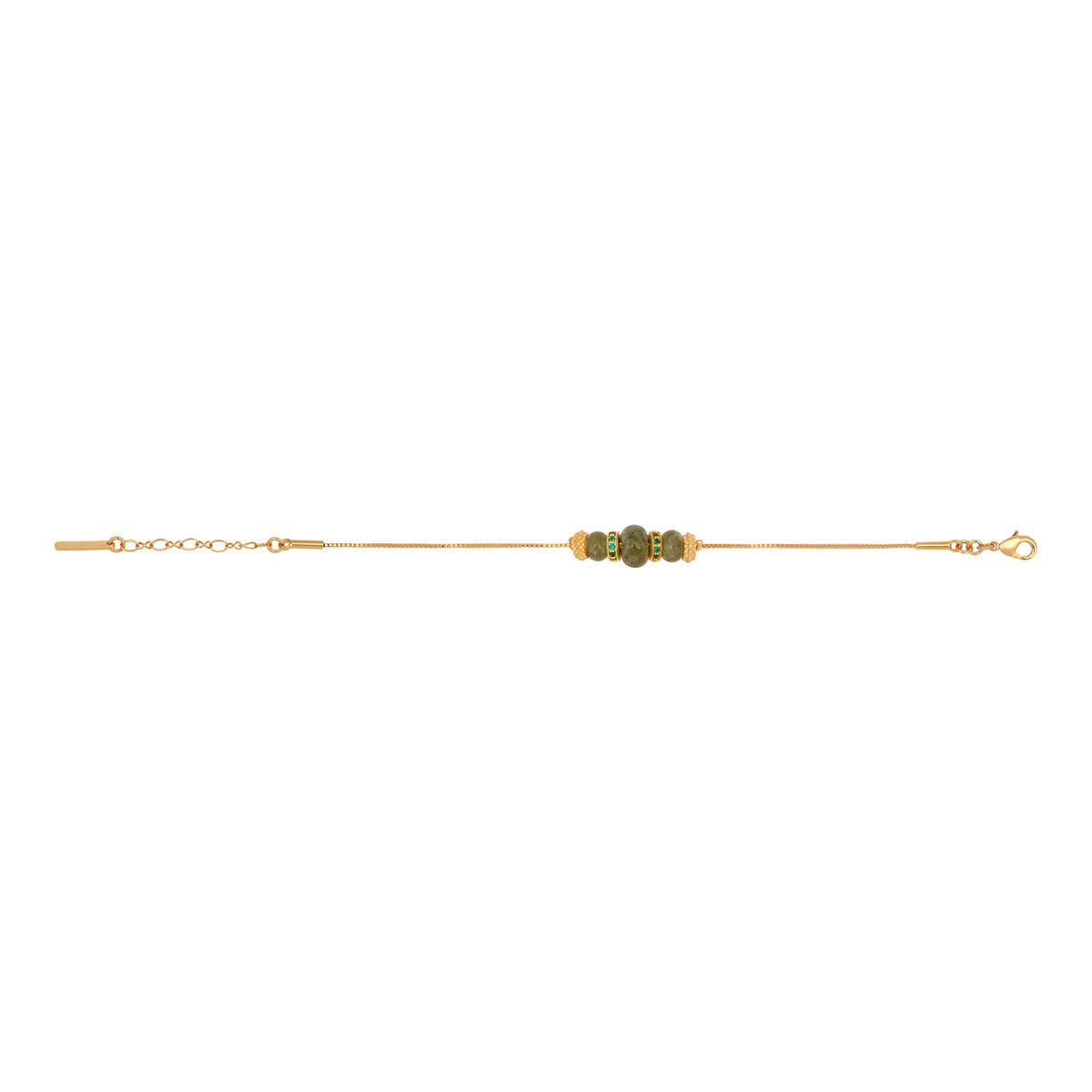 Bracelet fin réglable Avola en métal doré et quartz teinté - vert Vert