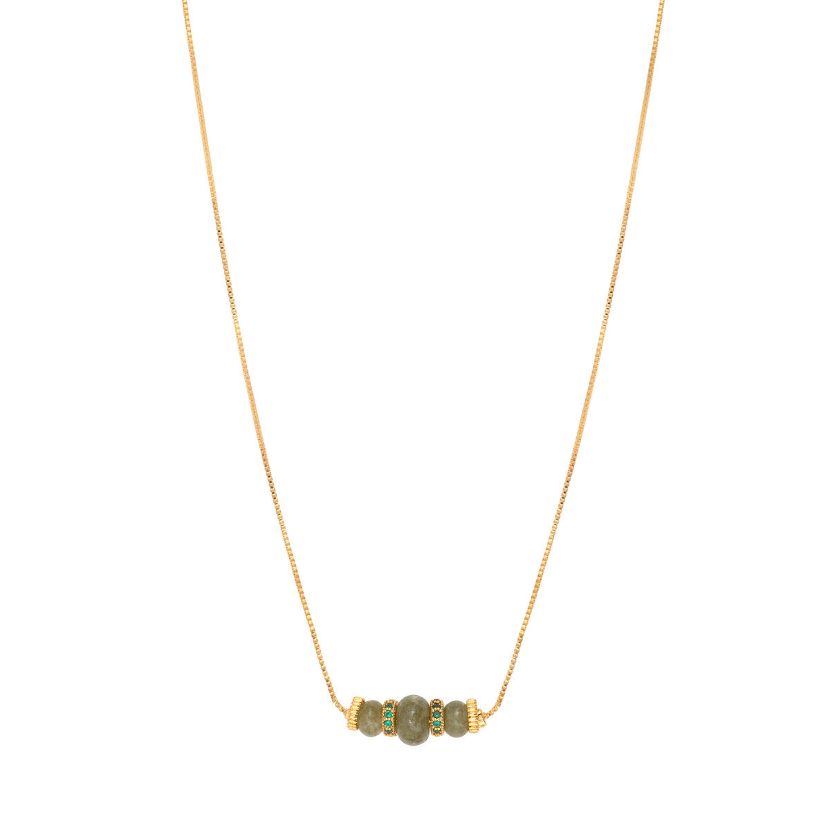 Collier pendentif réglable Avola perles en quartz teinté - vert Vert
