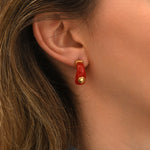 Mini boucles d'oreilles créoles tiges percées Masseria en résine - corail Corail