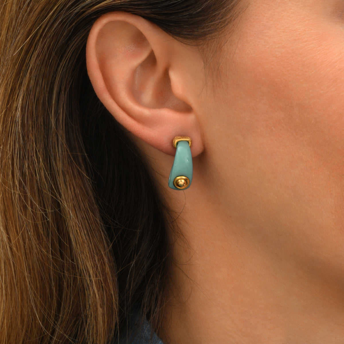 Mini boucles d'oreilles créoles tiges percées Masseria en résine - turquoise Turquoise