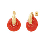 Petites boucles d'oreilles rondes à tiges percées Masseria en résine - corail Corail