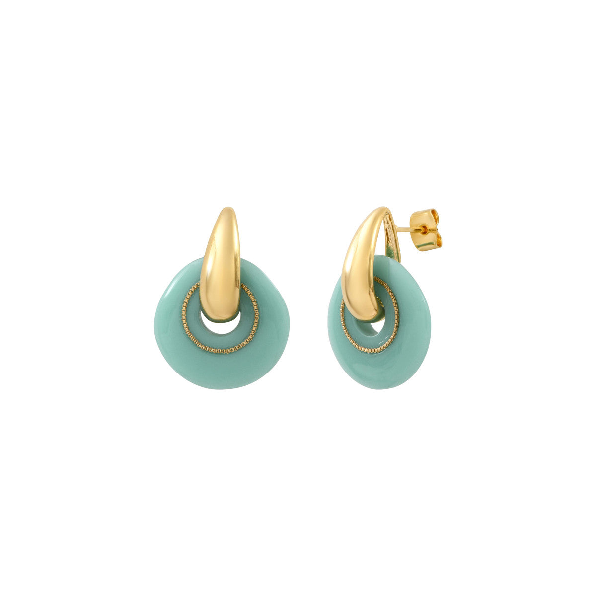 Petites boucles d'oreilles rondes à tiges percées Masseria en résine - turquoise Turquoise
