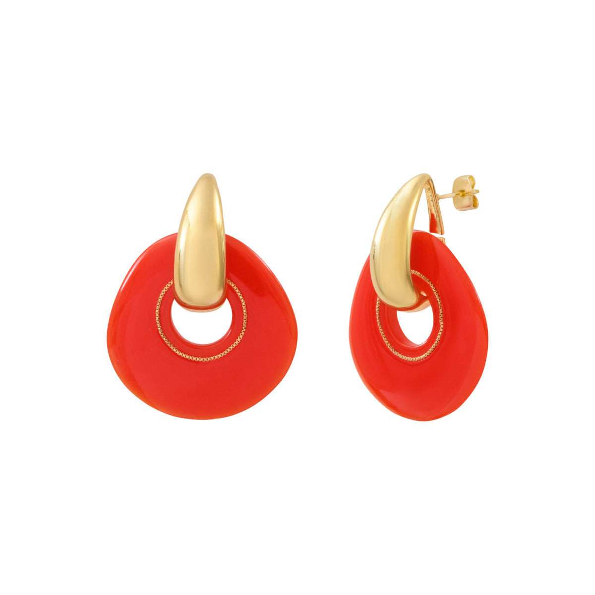 Boucles d'oreilles à tiges percées rondes Masseria en résine - corail Corail