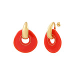 Boucles d'oreilles à tiges percées rondes Masseria en résine - corail Corail