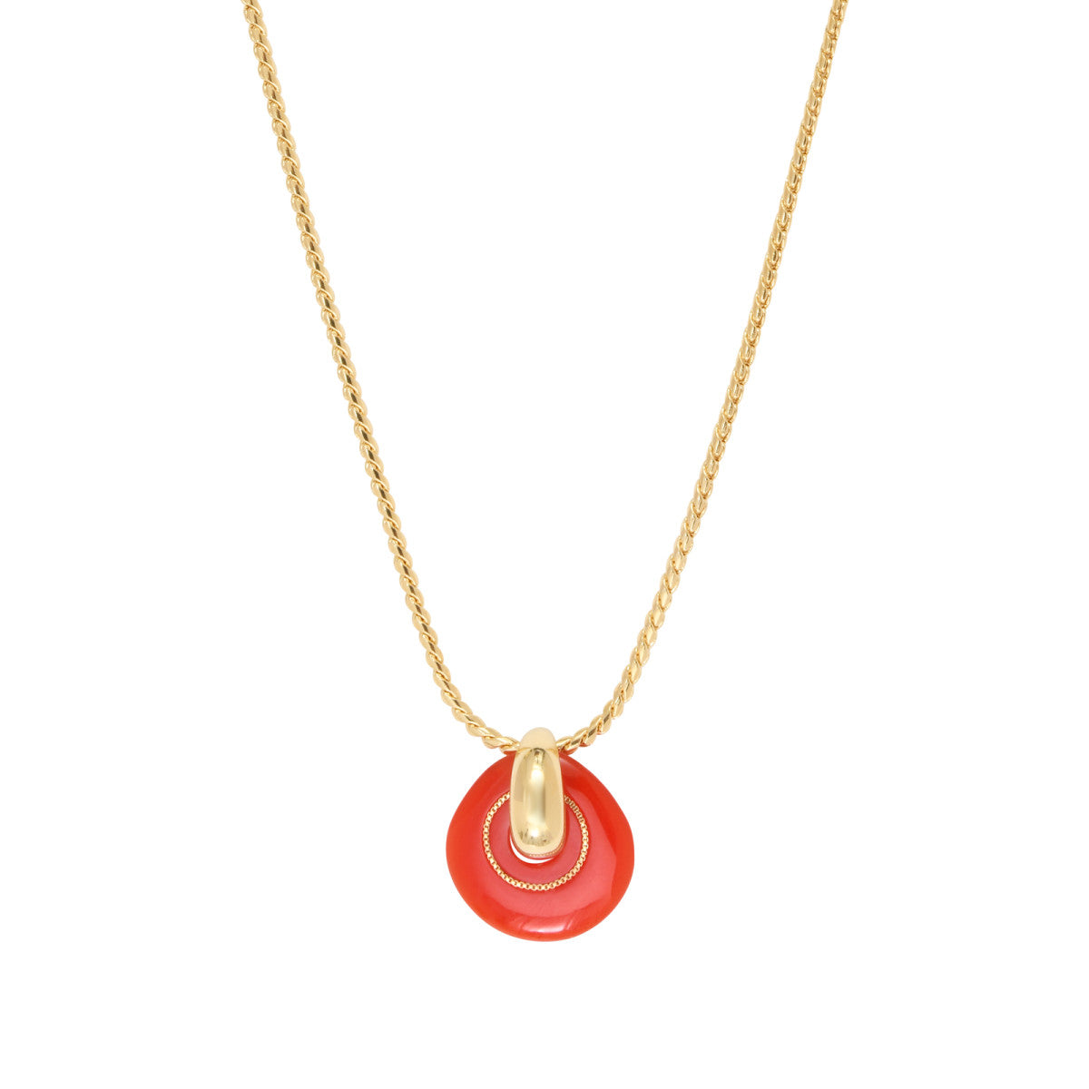 Collier pendentif réglable Masseria en métal doré et résine - corail Corail