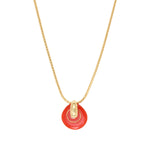 Collier pendentif réglable Masseria en métal doré et résine - corail Corail