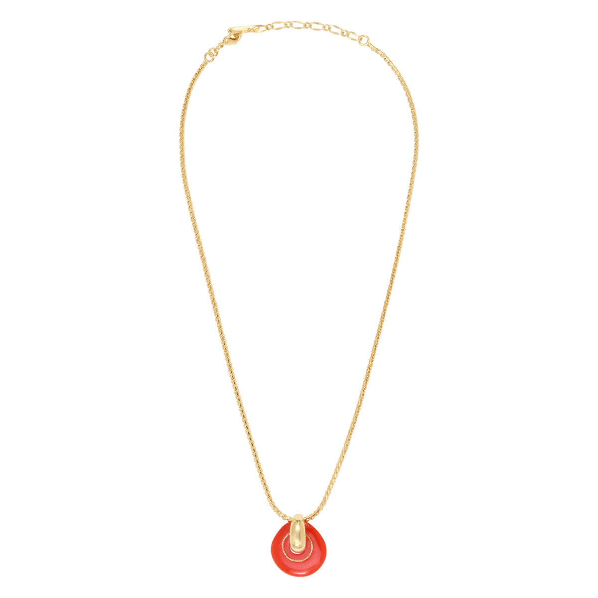 Collier pendentif réglable Masseria en métal doré et résine - corail Corail