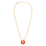 Collier pendentif réglable Masseria en métal doré et résine - corail Corail