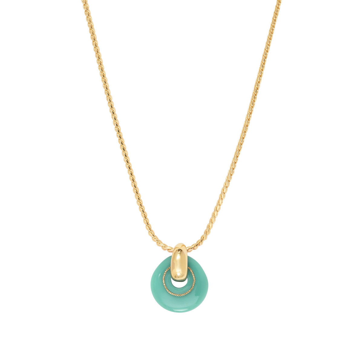 Collier pendentif réglable Masseria en métal doré et résine - turquoise Turquoise