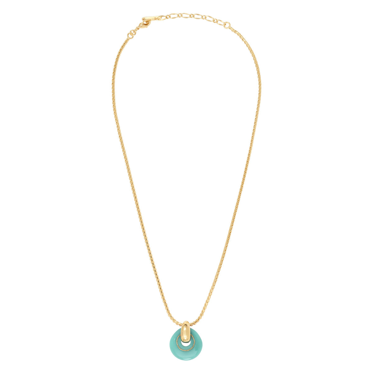 Collier pendentif réglable Masseria en métal doré et résine - turquoise Turquoise