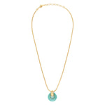 Collier pendentif réglable Masseria en métal doré et résine - turquoise Turquoise