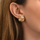 Boucles d'oreilles clips rondes Lucy en métal doré à l'or fin - doré Blanc