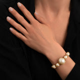 Bracelet fin réglable Lucy en métal doré à l'or fin et perles de coton - blanc Blanc