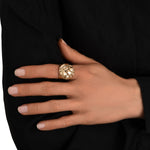 Bague cabochon ajustable Lucy en métal doré à l'or fin taille médium - doré Blanc