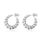 Boucles d'oreilles créoles torsadées Tess en métal argenté Argent