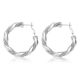 Boucles d'oreilles créoles Tess en métal argenté perlé Argent