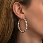 Grandes boucles d'oreilles créoles Tess en métal argenté perlé Argent