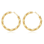 Grandes boucles d'oreilles créoles Tess en métal doré à l'or fin perlé Dore