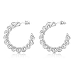 Boucles d'oreilles créoles Tess en maille de métal argenté Argent