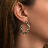 Boucles d'oreilles créoles Tess en maille de métal argenté Argent