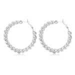 Grandes boucles d'oreilles créoles Tess en maille de métal argenté Argent