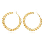 Grandes boucles d'oreilles créoles Tess en maille de métal doré à l'or fin Dore