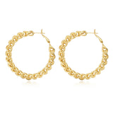 Grandes boucles d'oreilles créoles Tess en maille de métal doré à l'or fin Dore