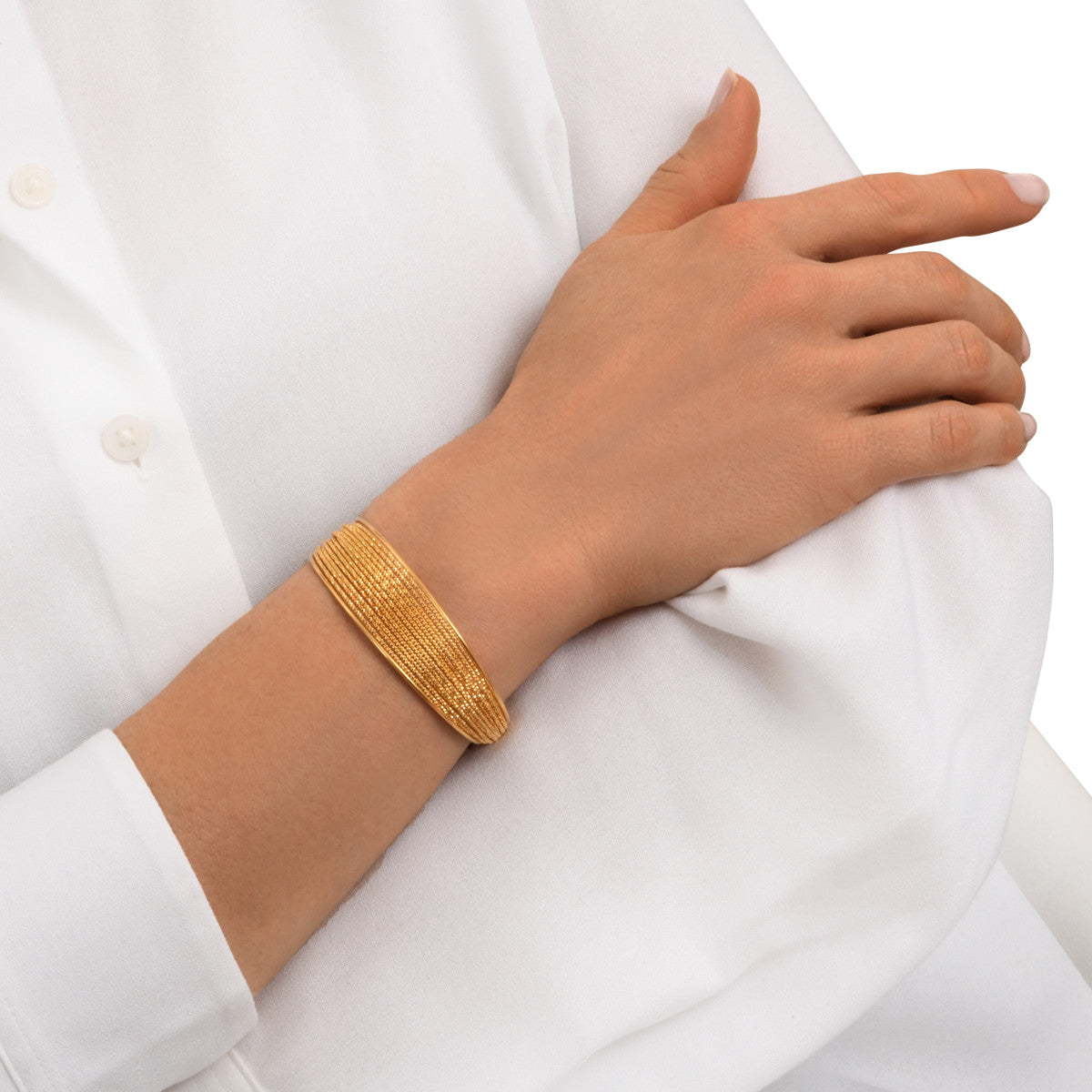 Bracelet jonc large Tess en métal doré ajustable médium Dore