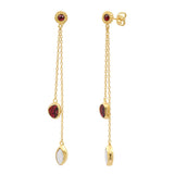 Boucles d'oreilles percées longues Lhassa en nacre paua bicolore - rouge Nacre vert