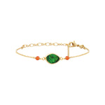 Bracelet fin Lhassa en métal doré cornaline et nacre paua - vert Nacre vert