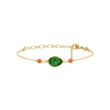 Bracelet fin Lhassa en métal doré cornaline et nacre paua - vert Nacre vert