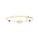 Bracelet fin Lhassa en métal doré grenat et nacre - blanc Nacre vert